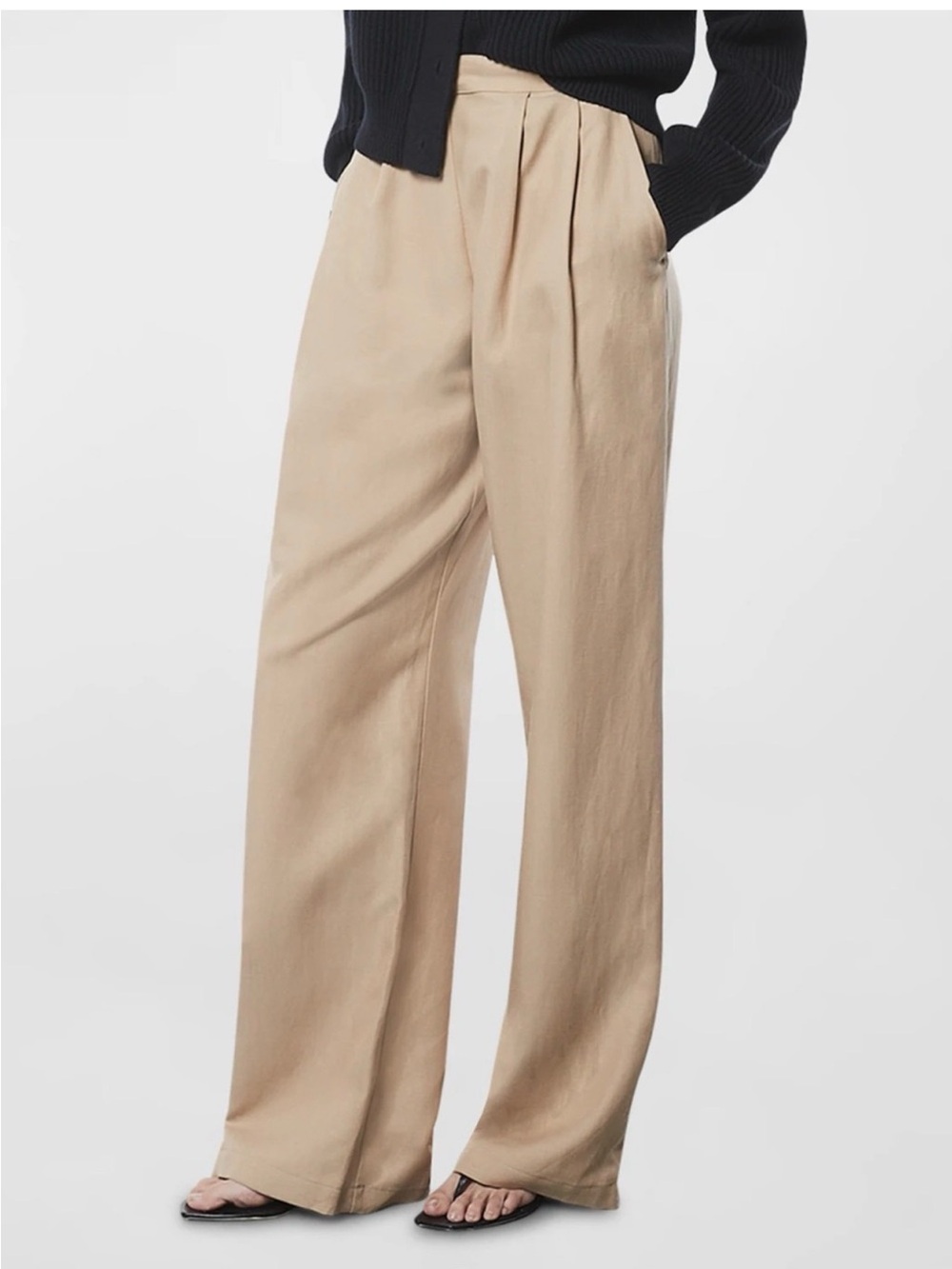 Enza Costa Pleated Twill High-Rise Wide Leg Pants Tan Size 2/Medium NWOT $395